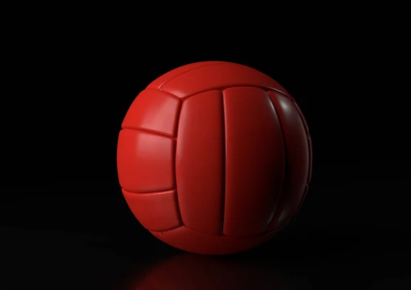 赤いバレーボール黒の背景に隔離された 3Dレンダリング図 — ストック写真