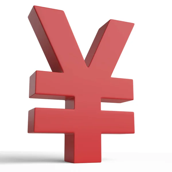Signo Yen Rojo Aislado Sobre Fondo Blanco Ilustración Representación —  Fotos de Stock