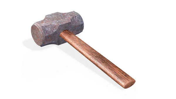 Rostiger Vorschlaghammer Aus Metall Isoliert Auf Weißem Hintergrund Darstellung — Stockfoto