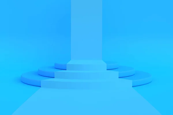 Pódium Kék Háttérrel Absztrakt Geometriai Minimalizmus Rendezés Illusztráció — Stock Fotó