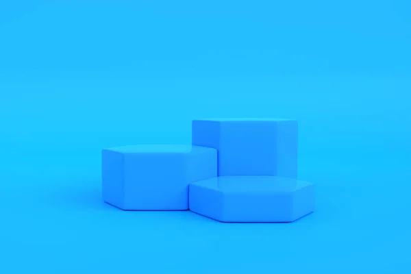 Podio Sobre Fondo Azul Minimalismo Geométrico Abstracto Ilustración Renderizado — Foto de Stock
