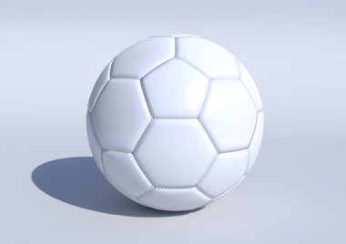 Beyaz arka planda izole edilmiş klasik tasarımı olan beyaz futbol topu. 3d resimleme