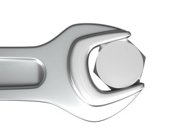 Beyaz arka planda izole edilmiş uğursuz anahtarı. Büyük plan. Üst Manzara. Mekanik konular. 3d resimleme