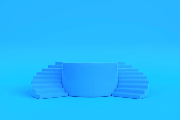 蓝色背景的软糖 抽象的几何简约主义 3D渲染说明 — 图库照片