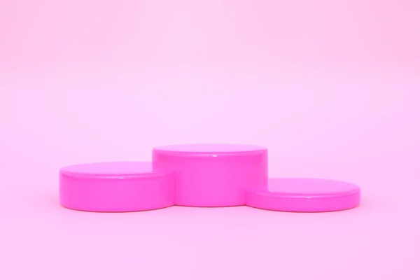 粉色背景上的阴蒂 抽象的几何简约主义 3D渲染说明 — 图库照片