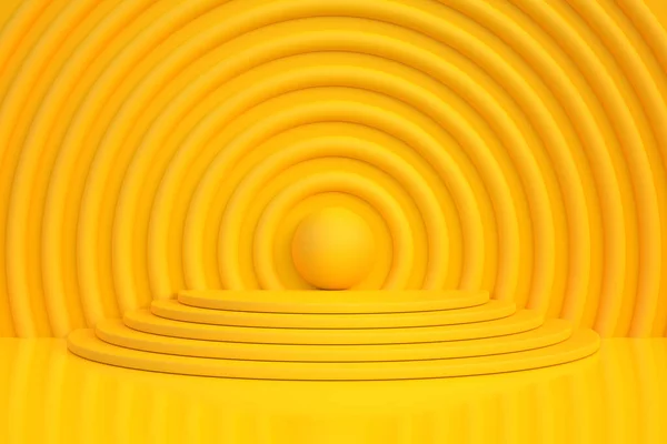 Подиум Желтом Фоне Абстрактный Геометрический Минимализм Трехмерная Иллюстрация — стоковое фото