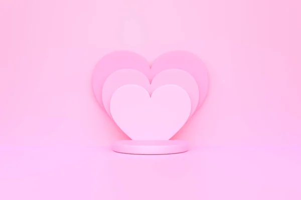 Podium Pink Background Love Concept Abstract Geometric Minimalism Render Illustration — Stock Photo, Image