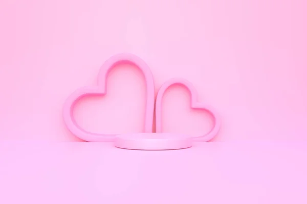 Podium Pink Background Love Concept Abstract Geometric Minimalism Render Illustration — Stock Photo, Image