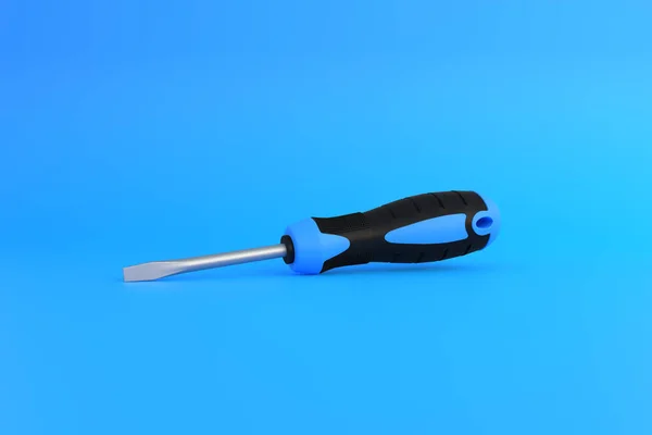 Screwdriver Blue Background Copy Space Rendering Illustration — Stock Photo, Image