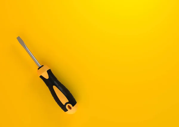 Screwdriver Yellow Background Copy Space Rendering Illustration — Stock Photo, Image