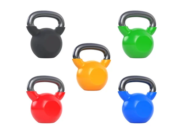 Set Colored Dumbbells Isolated White Background Front View Gym Fitness — Stock Photo, Image