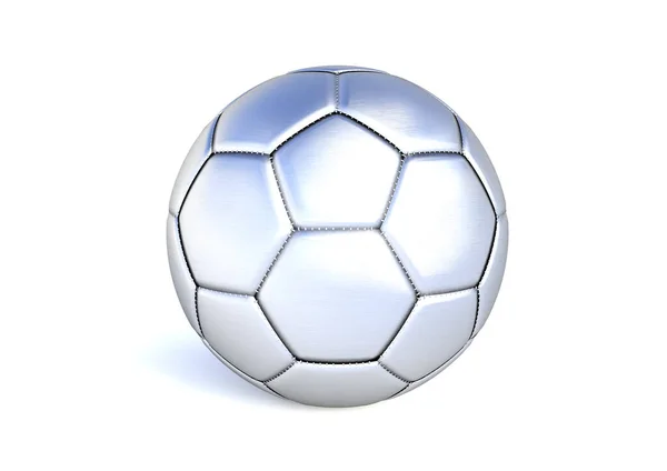 Ballon Football Argent Sur Fond Blanc Illustration Rendu — Photo