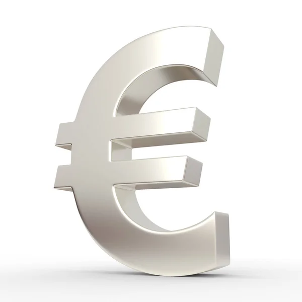 Fém Euro Jel Elszigetelt Fehér Alapon Króm Szimbólum Renderelés Illusztráció — Stock Fotó