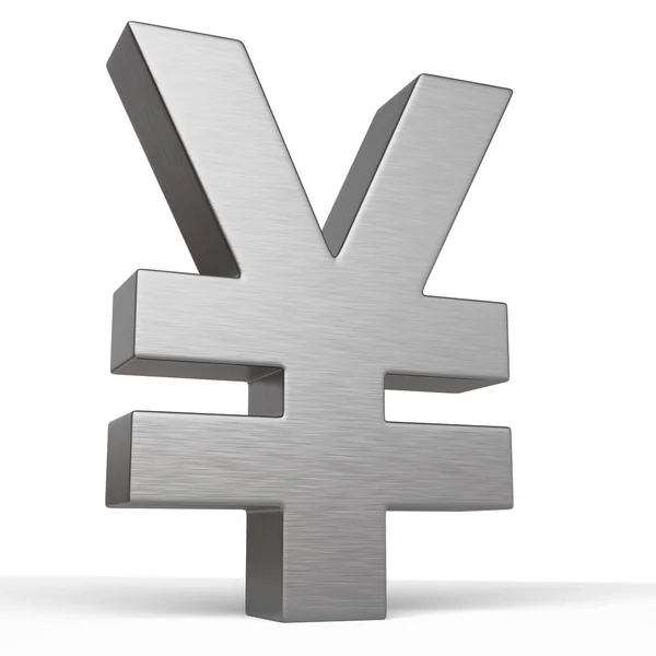 Signo Yen Metálico Aislado Sobre Fondo Blanco Símbolo Chrome Ilustración —  Fotos de Stock