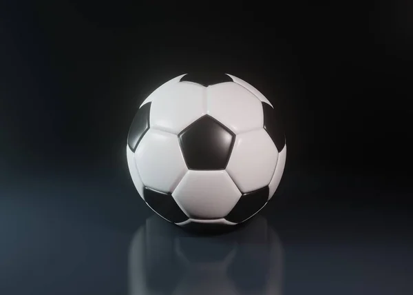 Fotboll Eller Fotboll Mörk Bakgrund Med Kopieringsutrymme Konceptuell Bild Återgivning — Stockfoto