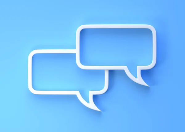 3D Flat frame speech bubbles icon for text quote on a blue background with copy space. Chat bubbles. Comment symbol. Bubble talk. Comment sign. 3d rendering 3d illustration