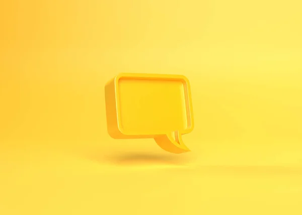 3Dコピースペースのある黄色の背景に隔離された最小限の黄色のチャットバブル 泡のアイコンを話す コメント記号 バブルトーク コメント記号 3Dレンダリング3Dイラスト — ストック写真