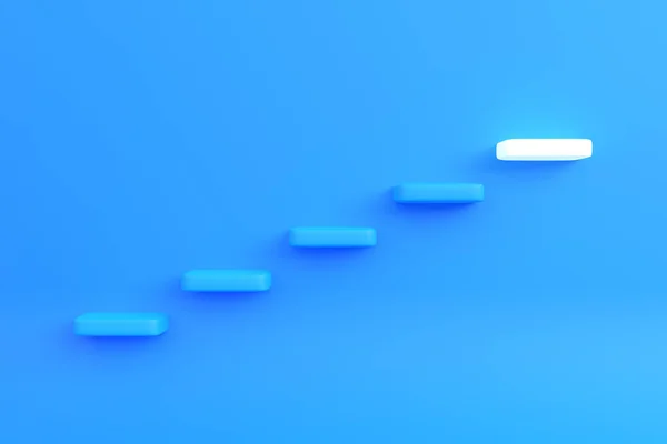 青い背景に輝く成功のはしご 3Dレンダリング3Dイラスト — ストック写真