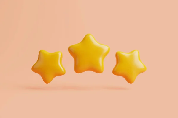 Τρία Αστέρια Αιωρούνται Παστέλ Φόντο Αξιολόγηση Αξιολόγησης Υψηλόβαθμος Σχόλια Πελατών — Φωτογραφία Αρχείου