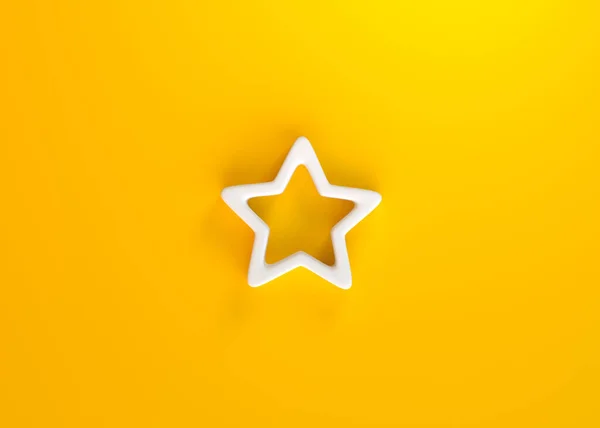 Minimalny Symbol Gwiazdy Żółtym Tle Renderowanie Ilustracja — Zdjęcie stockowe