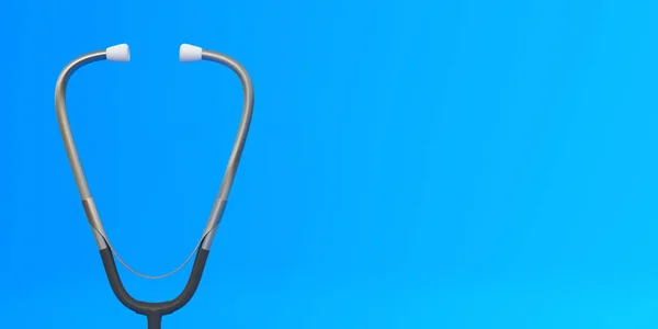 Stetoskop Blå Bakgrund Med Kopieringsutrymme Återgivning Illustration — Stockfoto