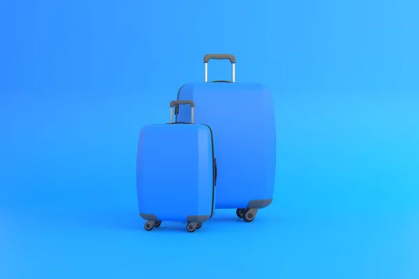 Ταξιδιωτική Βαλίτσα Μπλε Φόντο Χώρο Αντιγραφής Μπροστά Απεικόνιση Απόδοση — Φωτογραφία Αρχείου