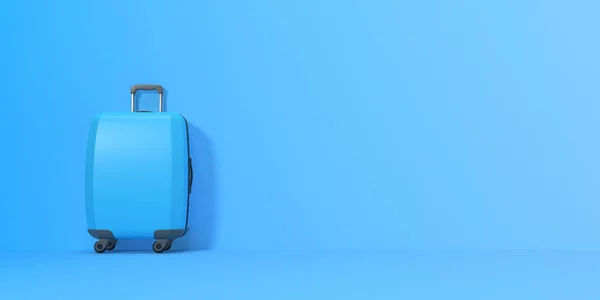 Reiskoffer Een Blauwe Achtergrond Met Kopieerruimte Vooraanzicht Weergave Illustratie — Stockfoto