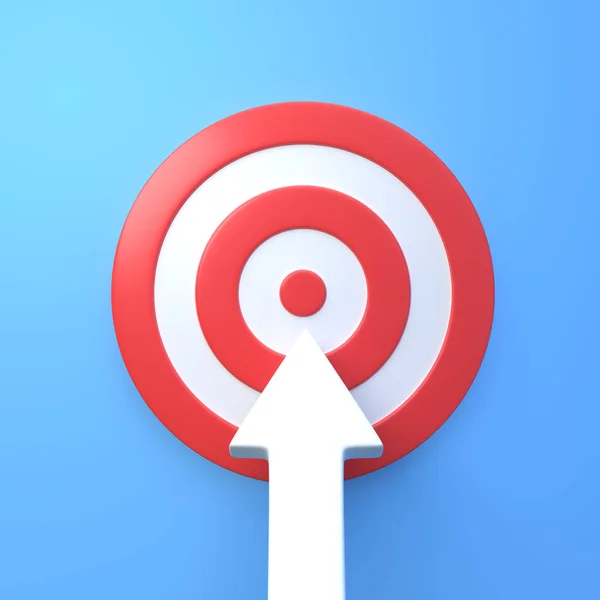 Red White Target Arrow Blue Background Rendering Illustration — Stock Photo, Image