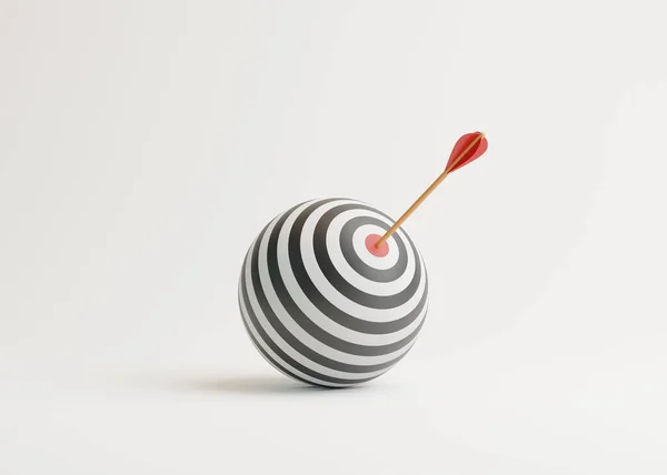 Arrow Hit Center Dartboard White Background Concept Solution Business Goal — Stock Photo, Image