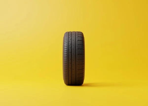 Tire Yellow Background Concept Changing Tires Seasonal Using Tires Snow — стоковое фото