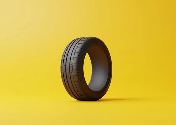 Tire Yellow Background Concept Changing Tires Seasonal Using Tires Snow — Stock fotografie