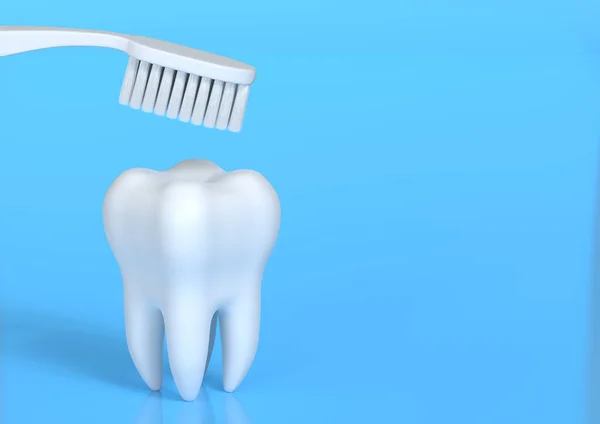 Zubní Kartáček Bílý Zub Modrém Pozadí Pojetí Zubní Prohlídky Stomatologické — Stock fotografie