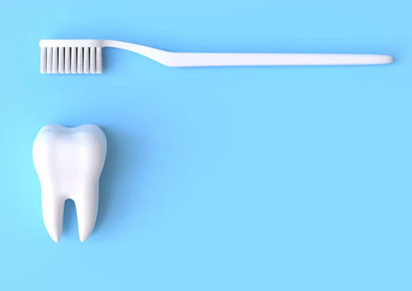 Zahnbürste Und Weißer Zahn Auf Gelbem Hintergrund Konzept Der Zahnärztlichen — Stockfoto
