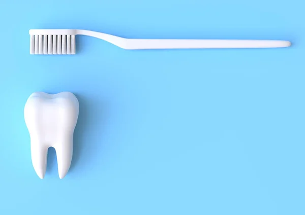 Cepillo Dientes Diente Blanco Sobre Fondo Amarillo Concepto Odontología Salud — Foto de Stock