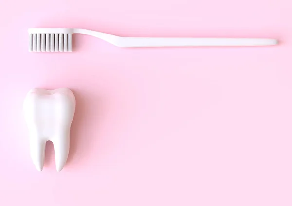 Escova Dentes Dente Branco Fundo Rosa Conceito Dentes Exame Dentário — Fotografia de Stock