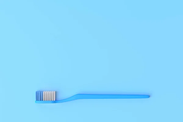 Spazzolino Denti Plastica Primo Piano Sullo Sfondo Blu Con Spazio — Foto Stock