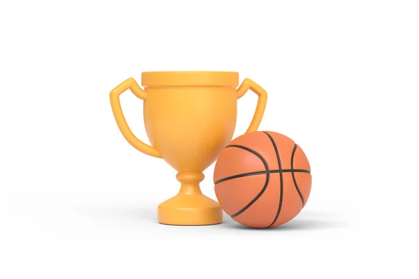 Trofej Pohár Basketbal Izolované Bílém Pozadí Vykreslování Ilustrace — Stock fotografie