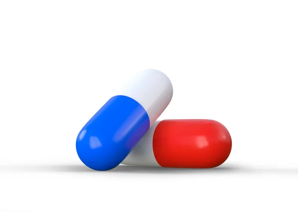 白の背景に隔離された薬剤薬の丸薬 錠剤およびカプセル 医学的概念 3Dレンダリング図 — ストック写真