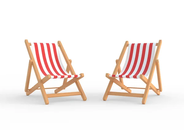 Two Beach Chairs Isolated White Background Summer Vacation Concept Minimalism — Stock Photo, Image