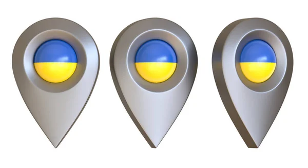 Ucrânia Pino Mapa Brilhante Isolado Fundo Branco Conceito Marcação Centro — Fotografia de Stock