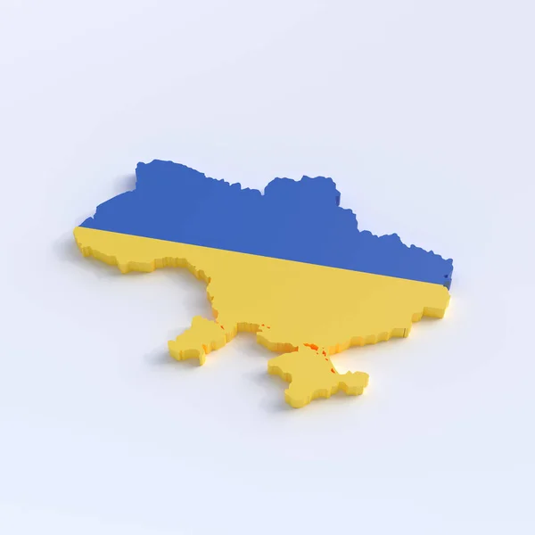 Mapa Ucrania Con Colores Bandera Ucraniana Aislada Sobre Fondo Blanco — Foto de Stock