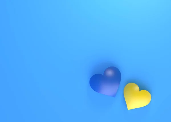 Coeurs Avec Des Couleurs Drapeau Ukrainien Isolé Sur Fond Bleu — Photo