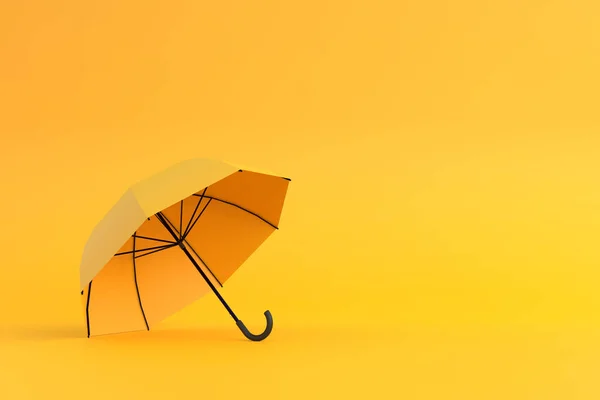 Paraguas Amarillo Sobre Fondo Amarillo Concepto Creativo Mínimo Representación Ilustración — Foto de Stock