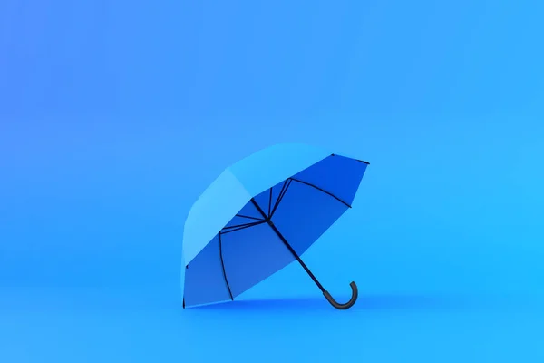 Parapluie Bleu Sur Fond Bleu Concept Créatif Minimal Reproduction Illustration — Photo