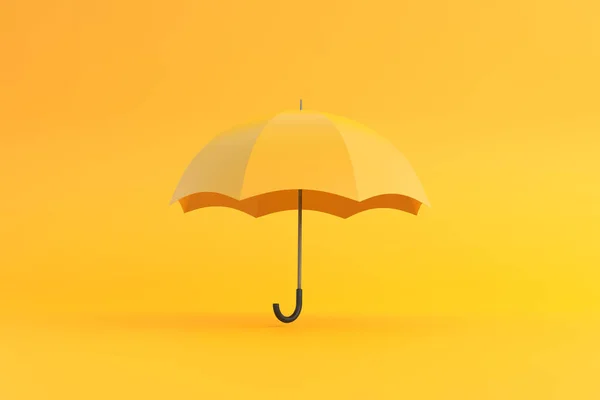 Parapluie Jaune Sur Fond Jaune Concept Créatif Minimal Reproduction Illustration — Photo