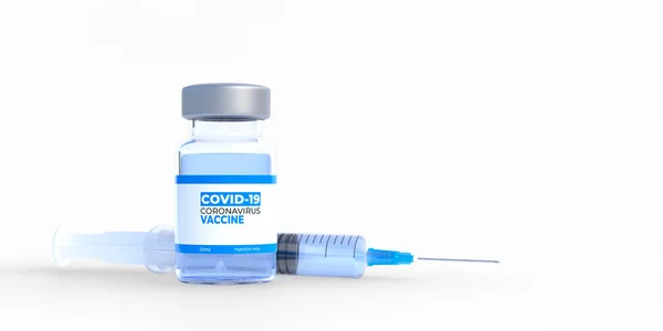 注射器与药物注射分离的白色背景 Coronavirus Covid 19全球大流行性流感疫苗 — 图库照片