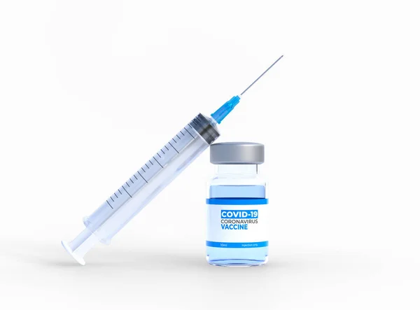 Jeringa Con Medicación Inyectable Aislada Sobre Fondo Blanco Vacuna Contra —  Fotos de Stock