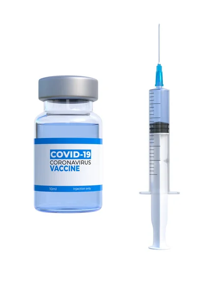 Syringe Medication Injection Isolated White Background Vaccine Coronavirus Covid Global — Stock Photo, Image