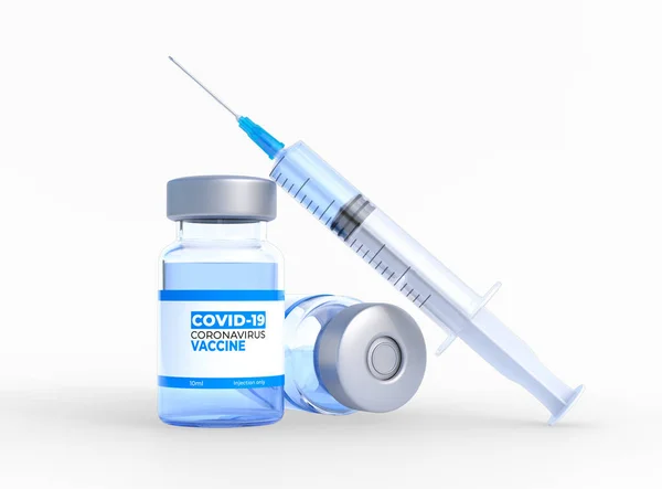 注射のための薬で白の背景に隔離されたシリンジ コロナウイルスのワクチン Covid 19世界的なパンデミックインフルエンザ感染症 — ストック写真