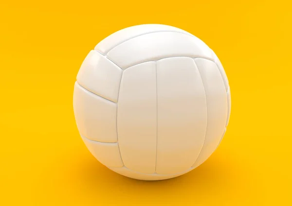 白いバレーボール黄色の背景に隔離された 3Dレンダリング図 — ストック写真